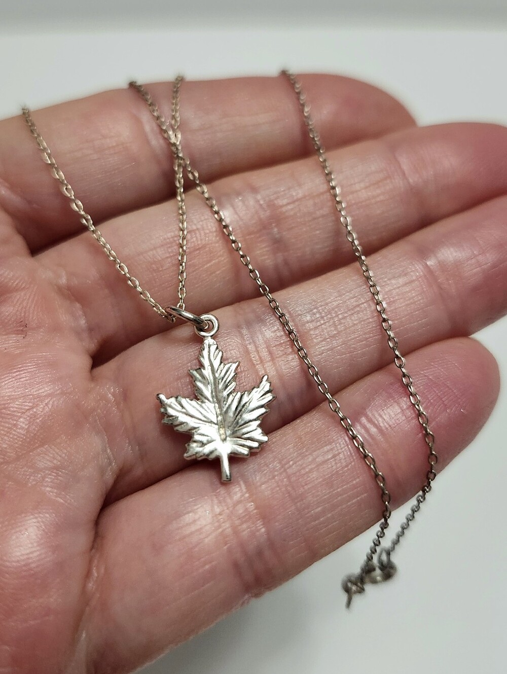 Sterling Silver Maple Leaf Pendant Necklace - Picture 8 of 8